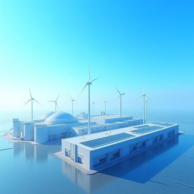 Modern industrial facility with green energy integration