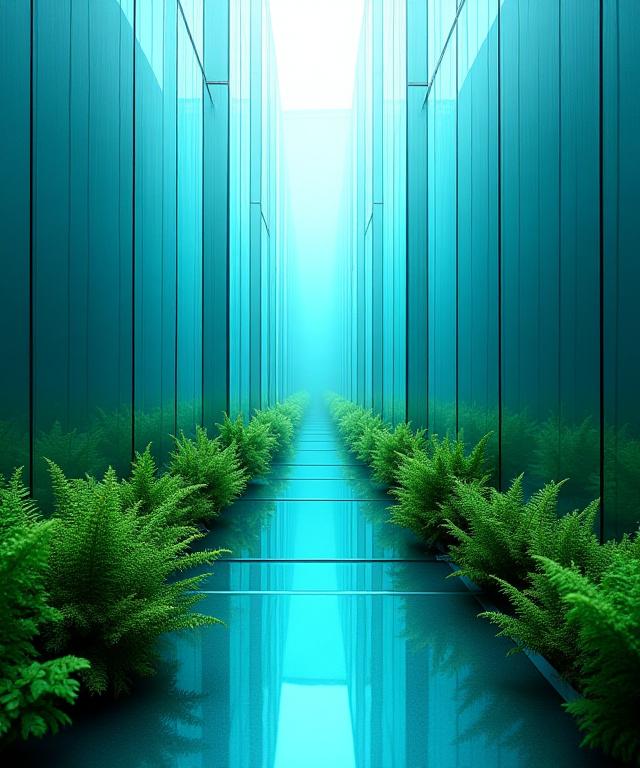 Abstract green technology and architectural fusion